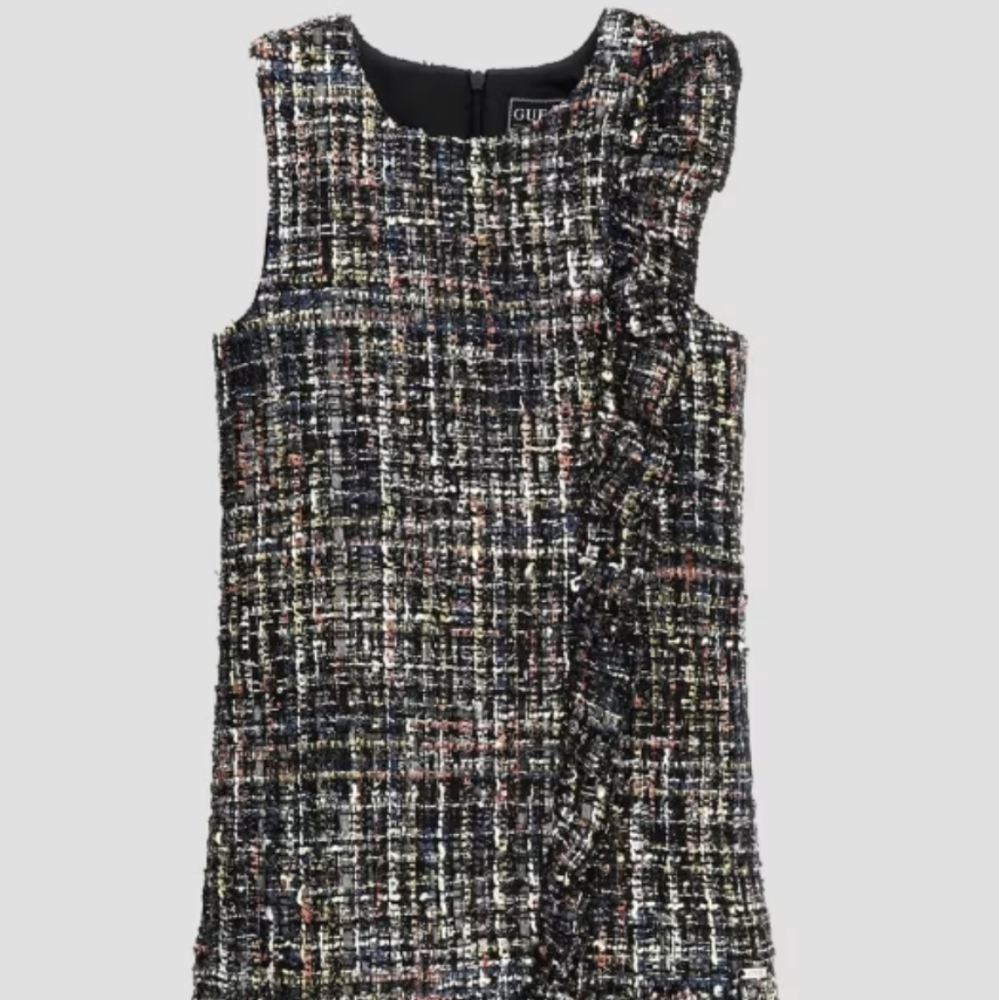 GUESS Girl's Multicolor Tweed Boucle Dress, Size 12